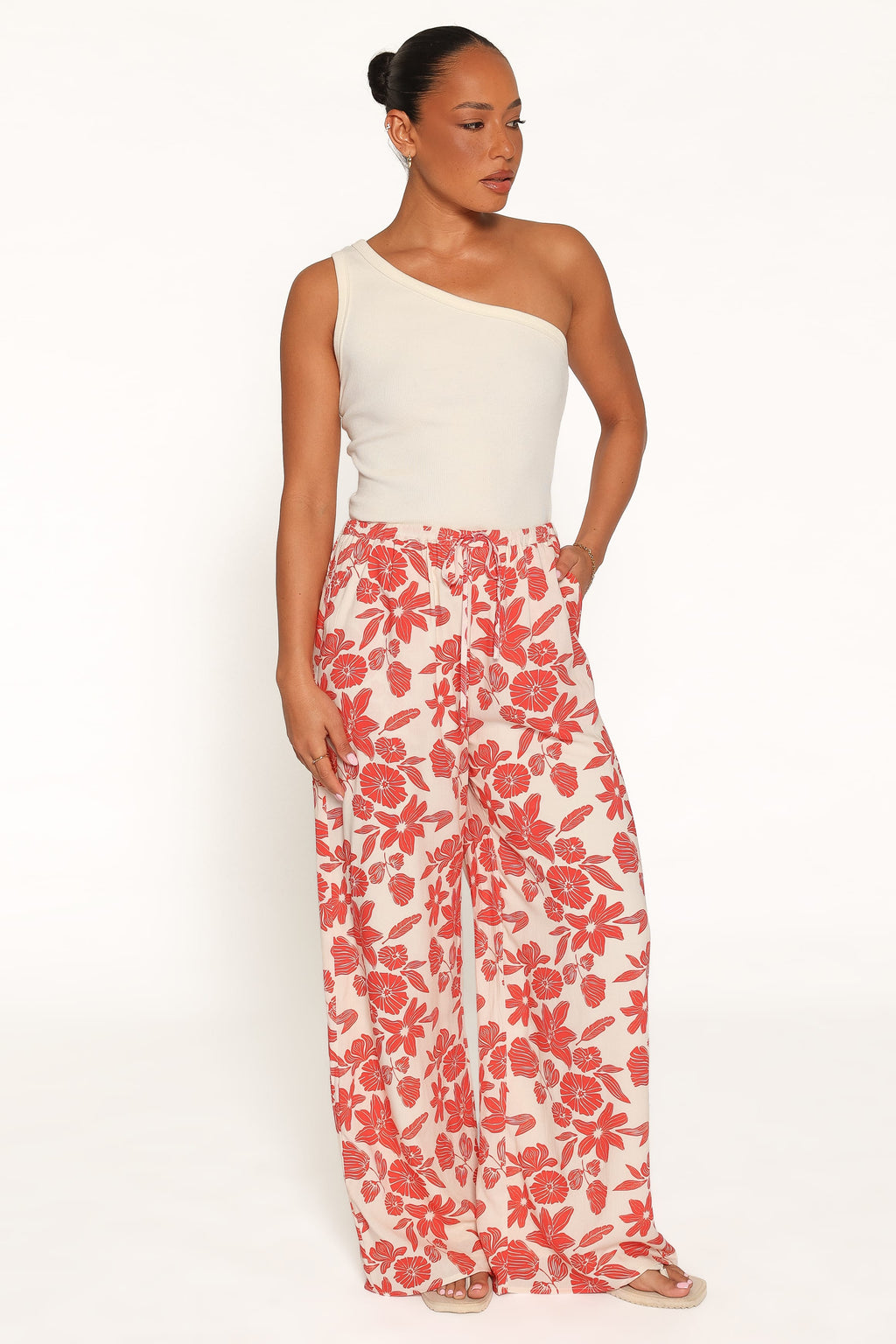 Lira Tie Waist Pant - Red Floral