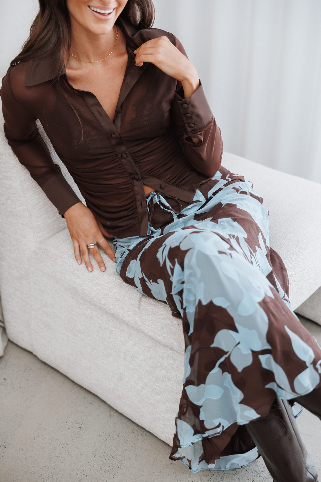Marissa Maxi Skirt - Blue Floral Burnout