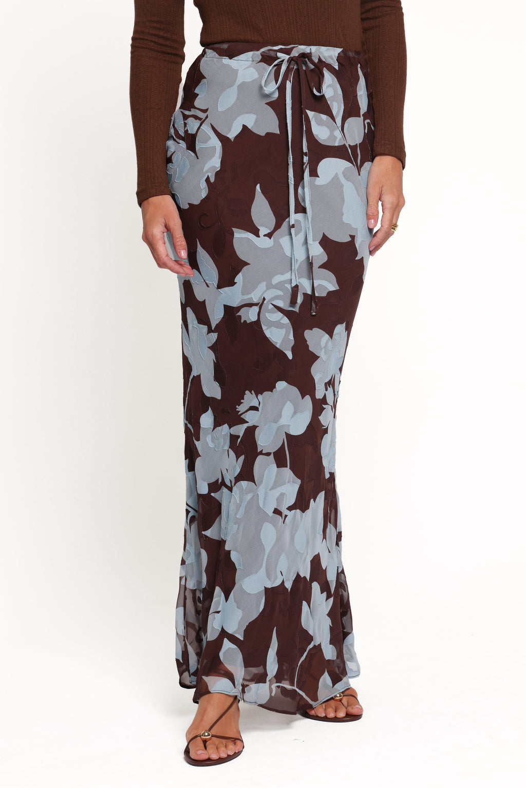 Marissa Maxi Skirt - Blue Floral Burnout