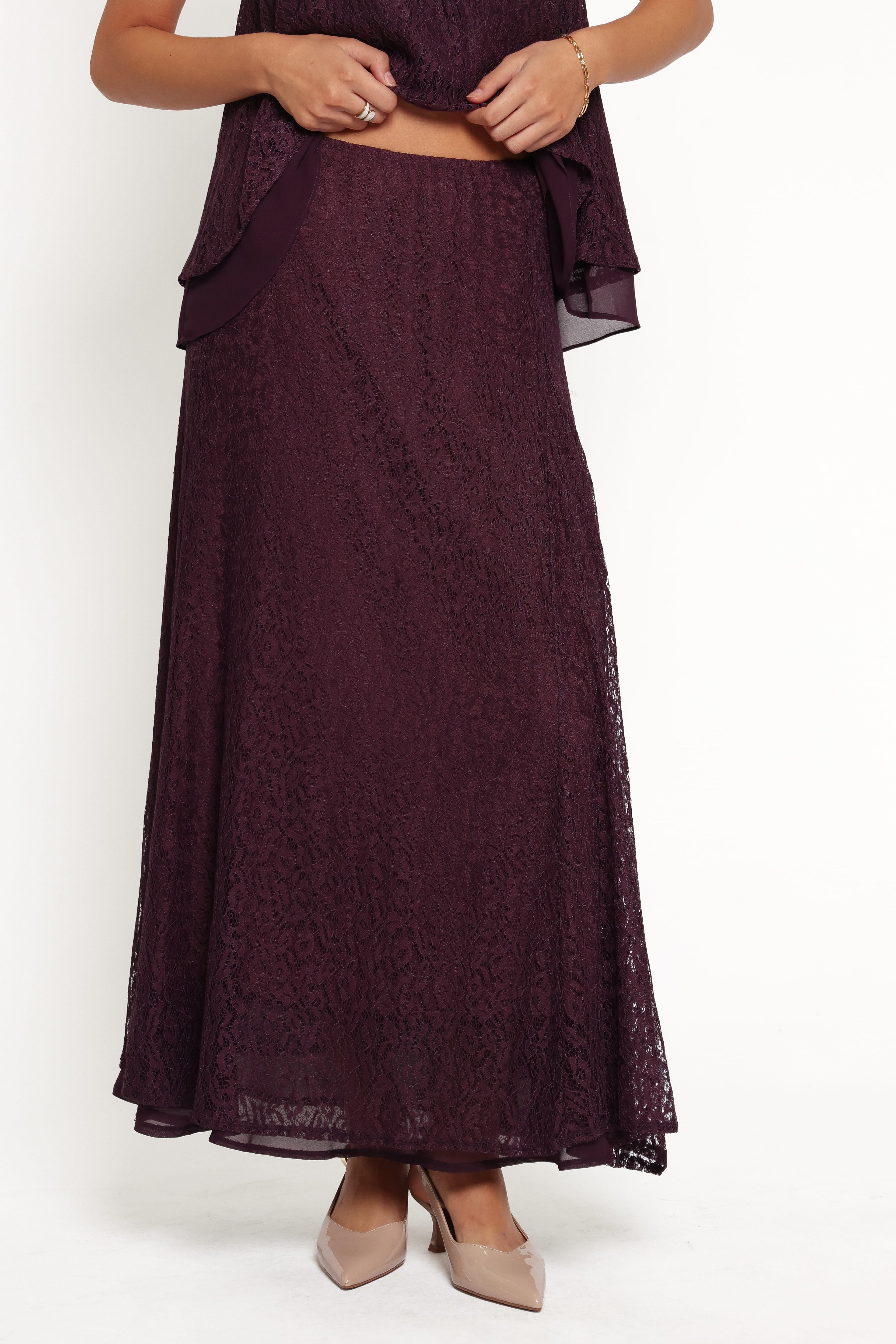 Tracy Maxi Skirt - Plum Lace