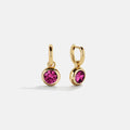 18K Gold Birthstone Drop Earrings - Rose