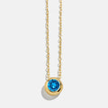18K Gold Birthstone Pendant Necklace - Blue Zircon