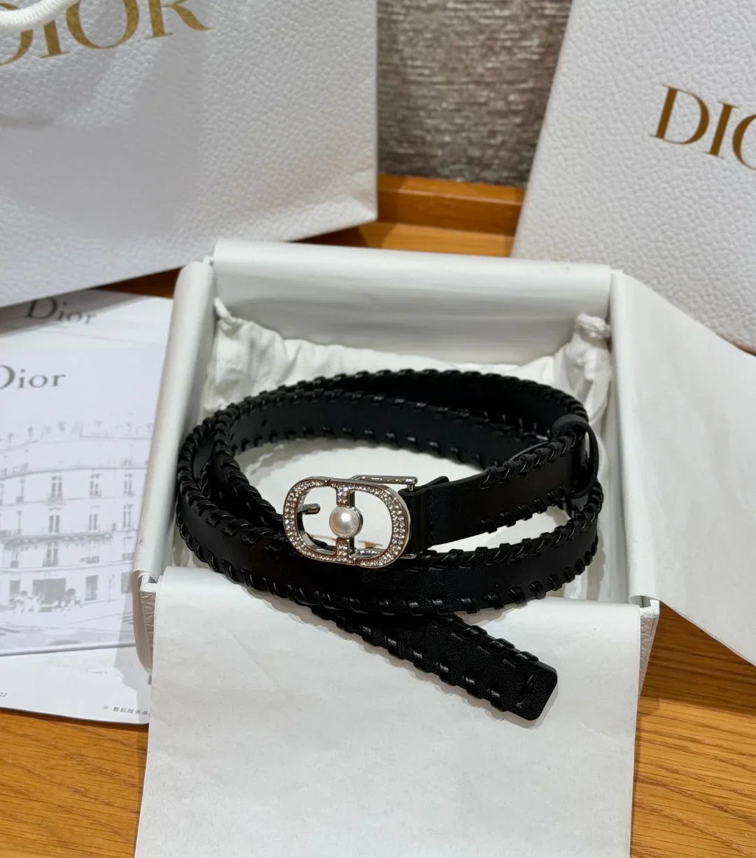 Dior 2026 Hand-woven Calfskin Belt 20mm With Braided Rope Trim