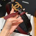 Chanel 2026 Crocodile Embossed Reversible Belt 30mm Calfskin