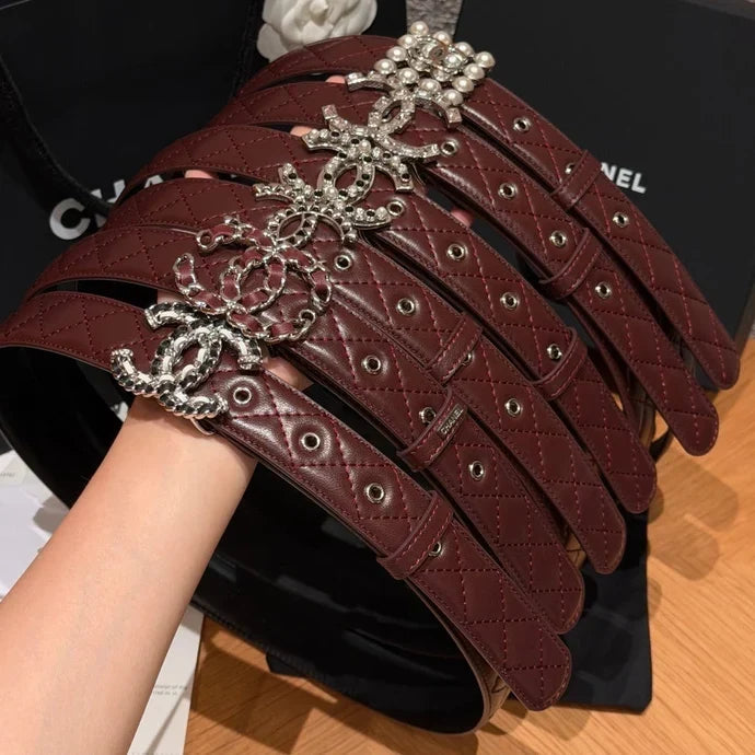 Chanel 2026 Quilted CC Chain Belt Burgundy