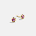 18K Gold Birthstone Stud Earrings - Rose