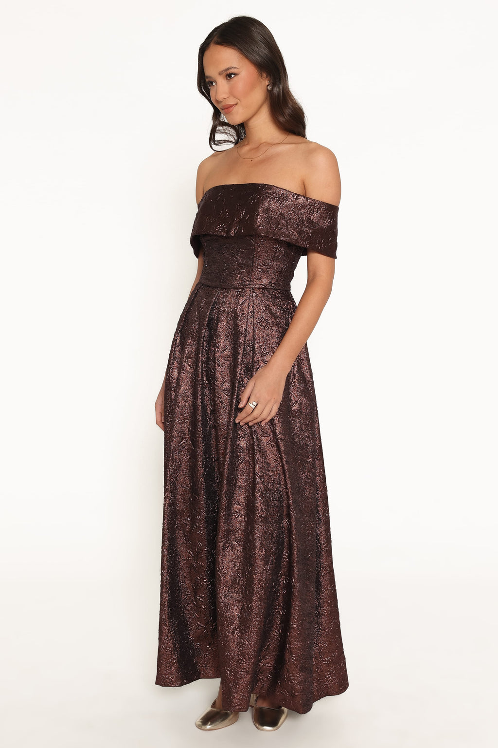 Aberdine Maxi Dress - Brown Brocade