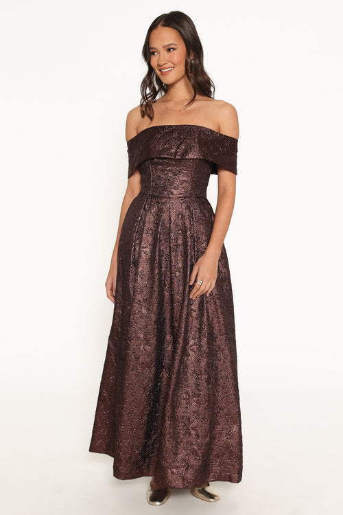 Aberdine Maxi Dress - Brown Brocade