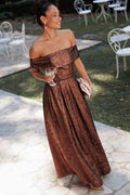 Aberdine Maxi Dress - Brown Brocade