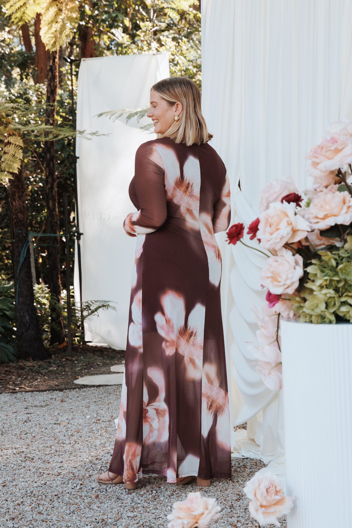 Bradshaw Maxi Dress - Brown Blurred Floral