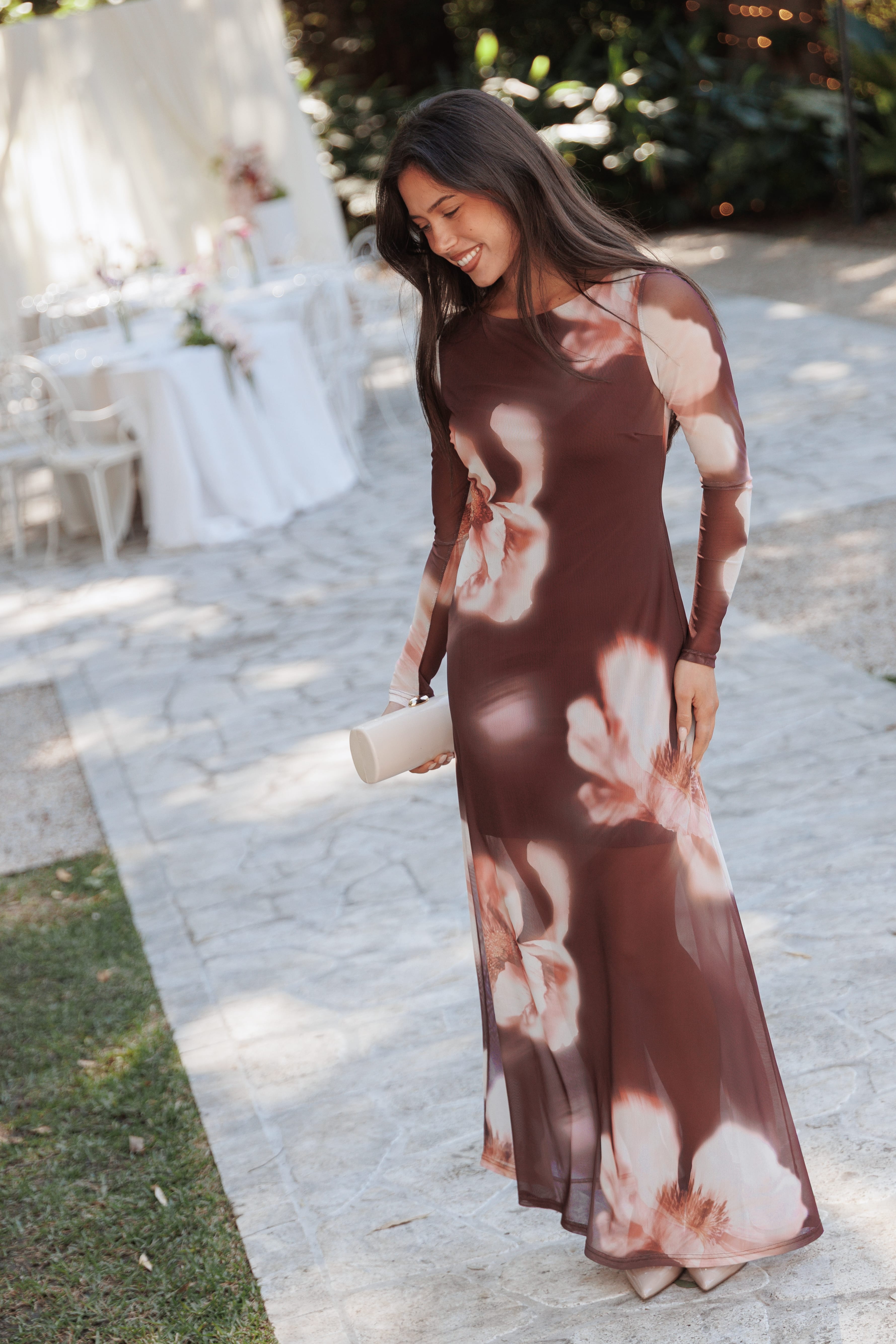 Bradshaw Maxi Dress - Brown Blurred Floral