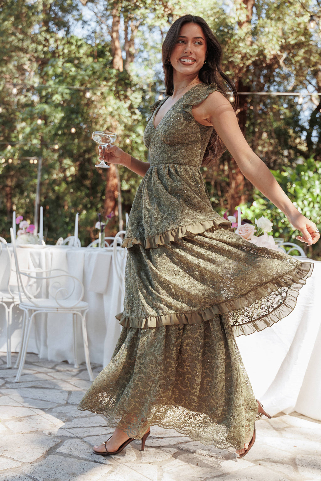 Cataleya Maxi Dress - Olive Lace