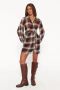 Eadie Long Sleeve Mini Dress - Plaid