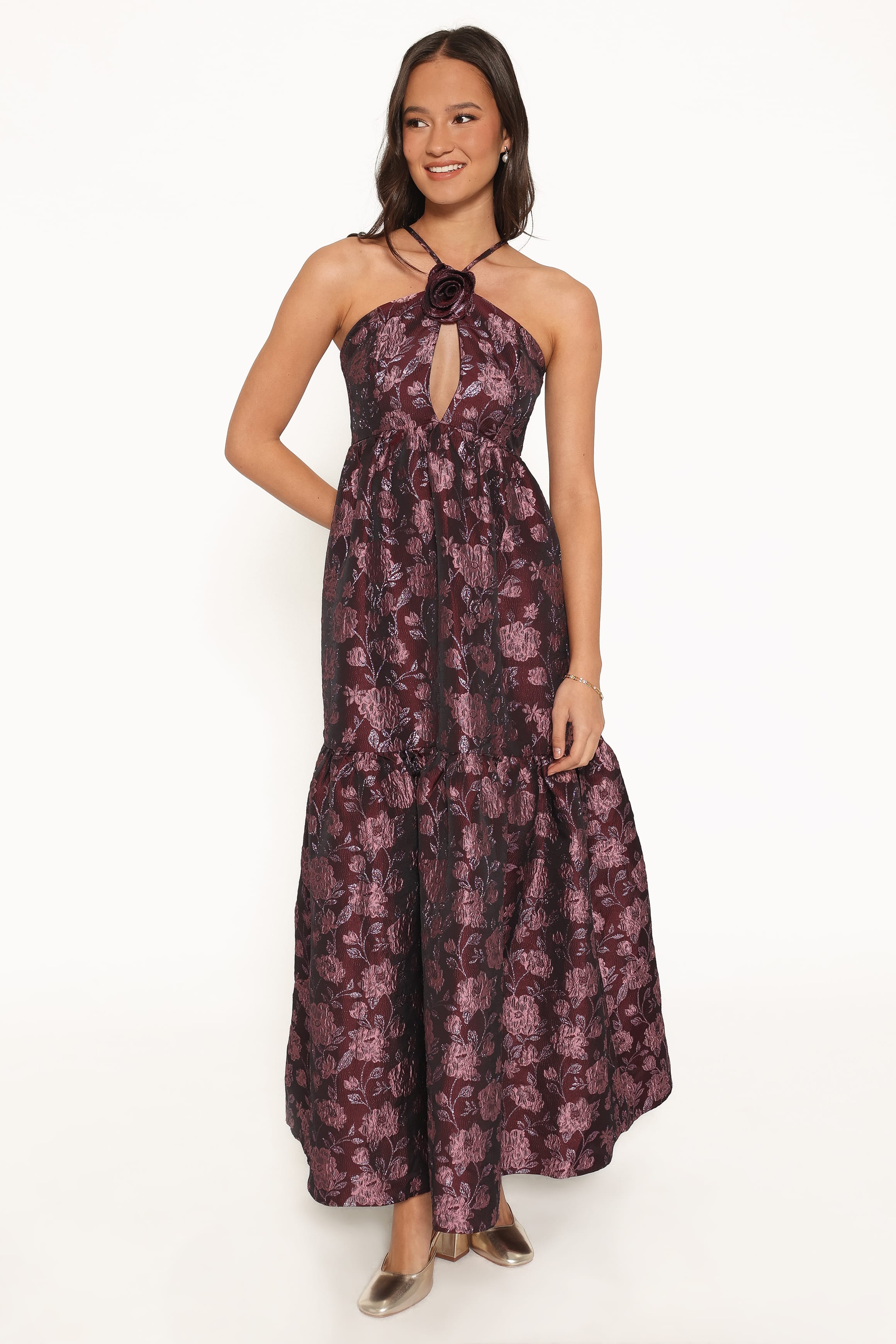 Jasminda Maxi Dress - Plum Brocade