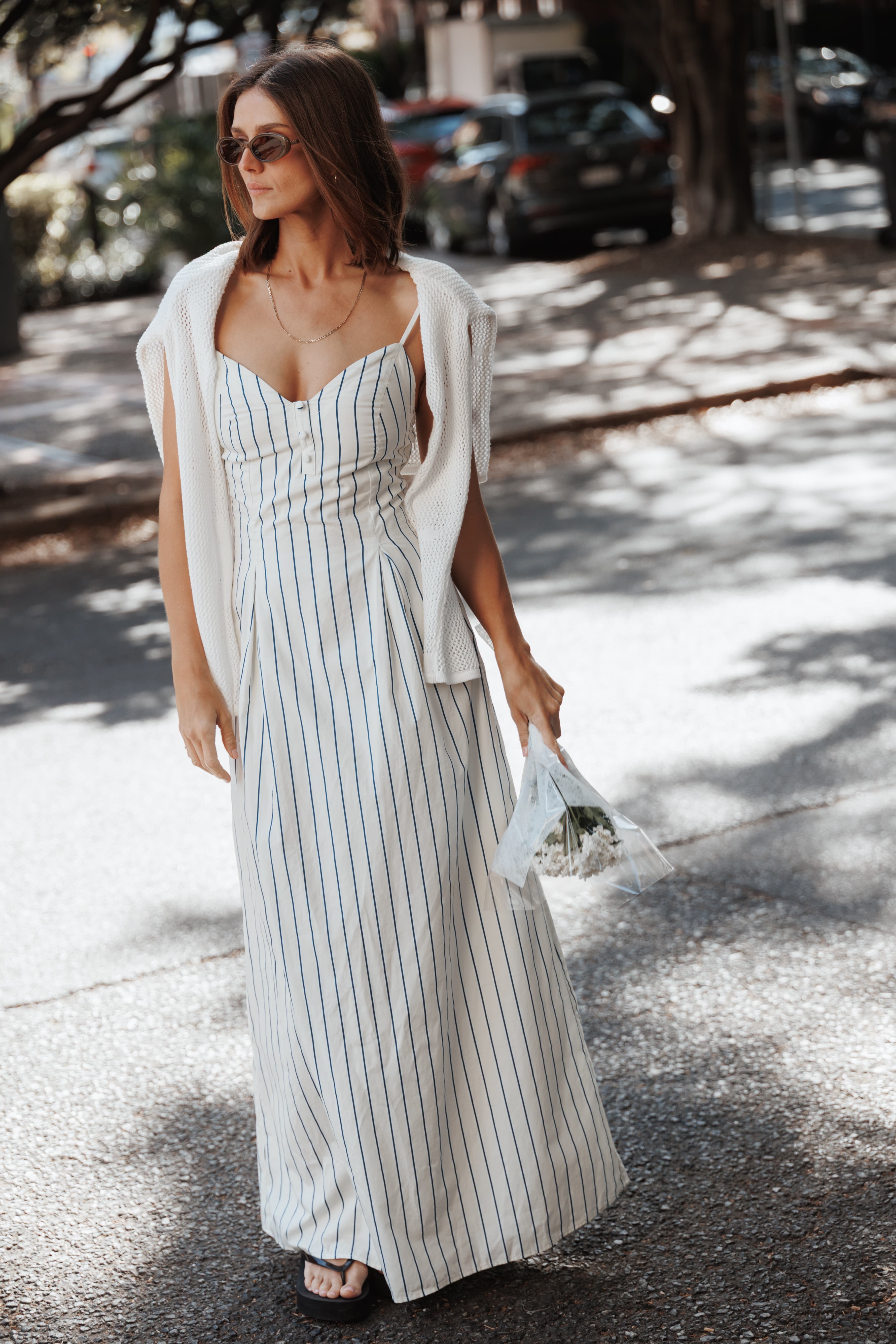 Jordin Maxi Dress - Ivory/Blue Stripe