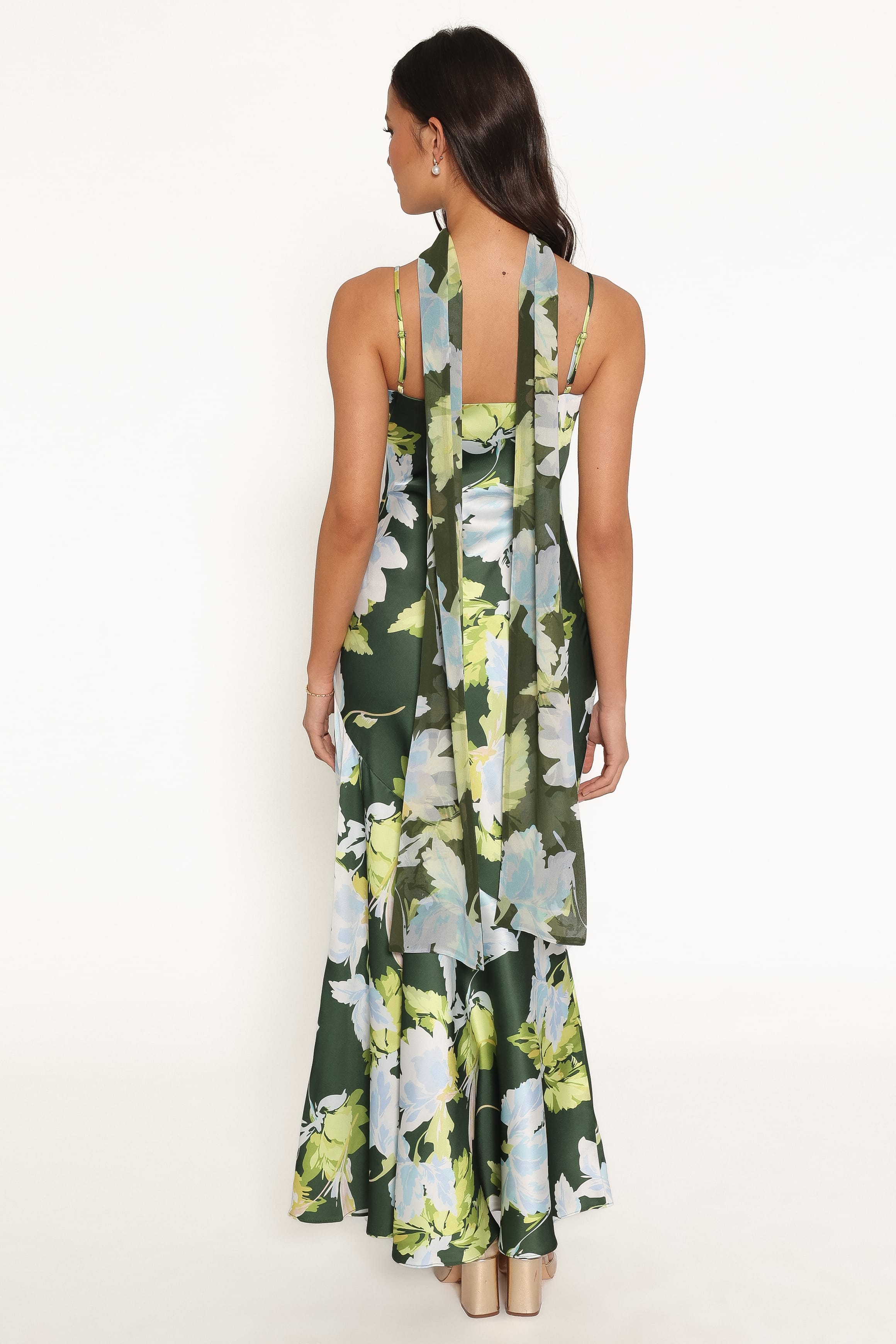 Kinara Maxi Dress - Olive Floral