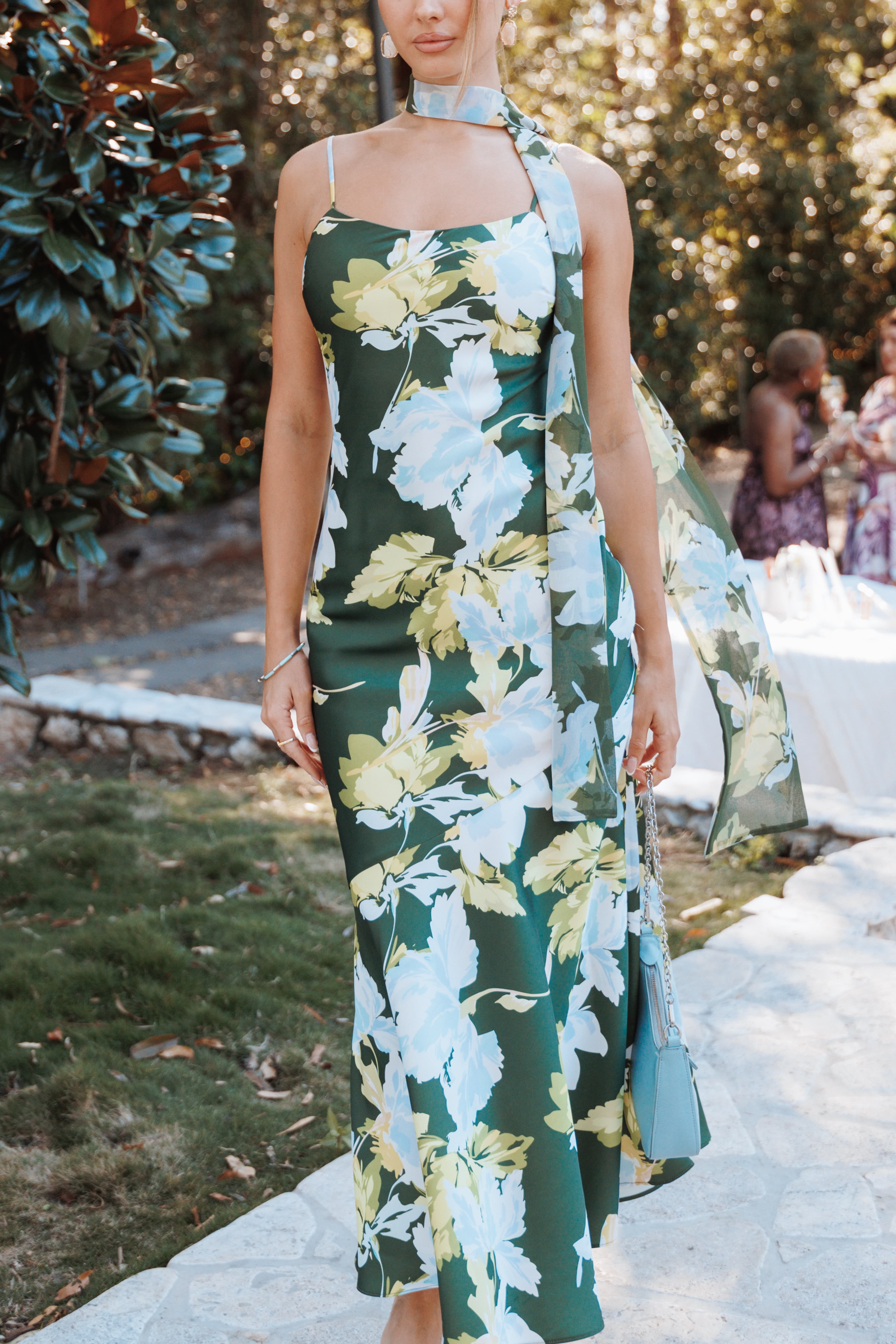 Kinara Maxi Dress - Olive Floral