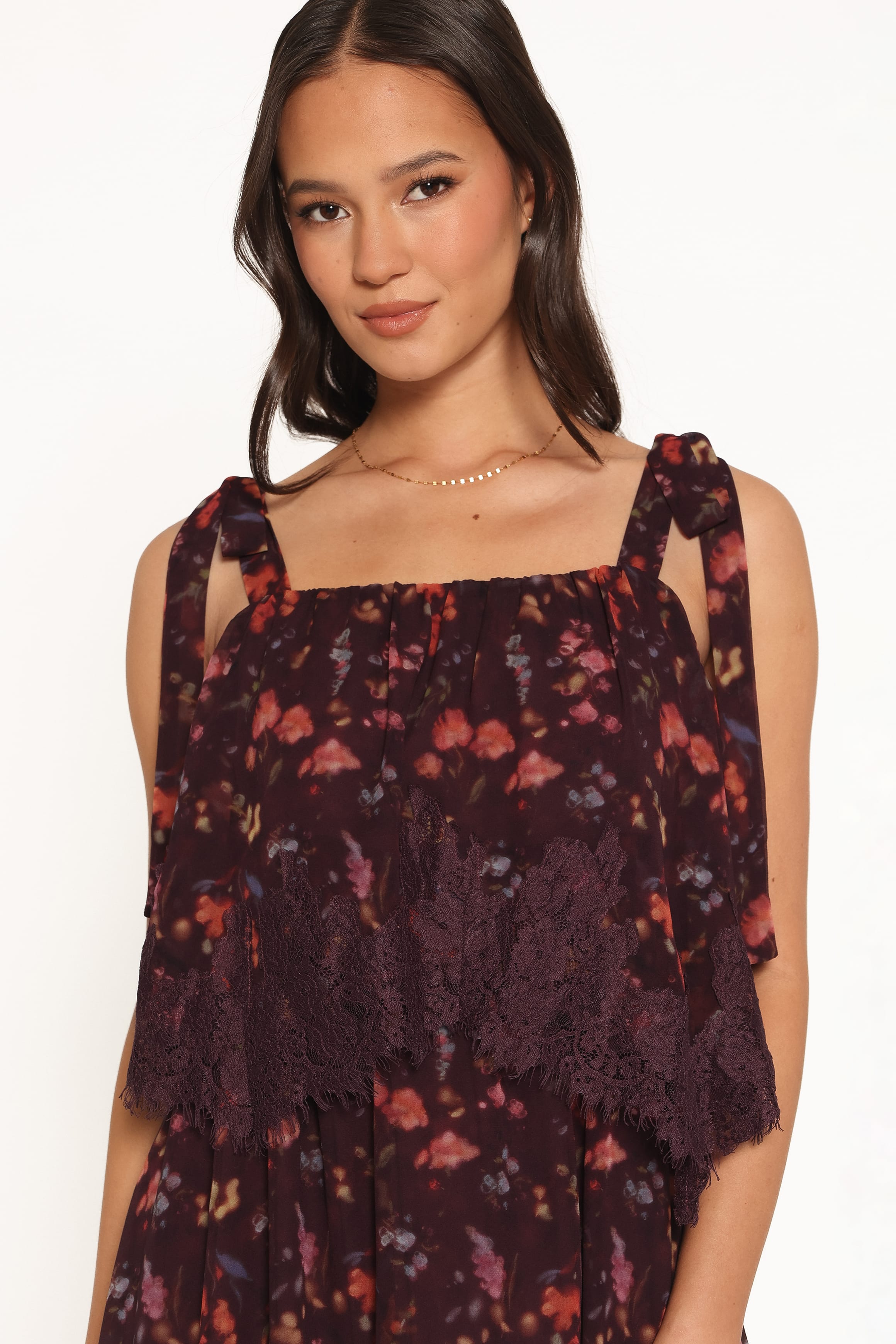 Lunella Maxi Dress - Plum Blurred Floral