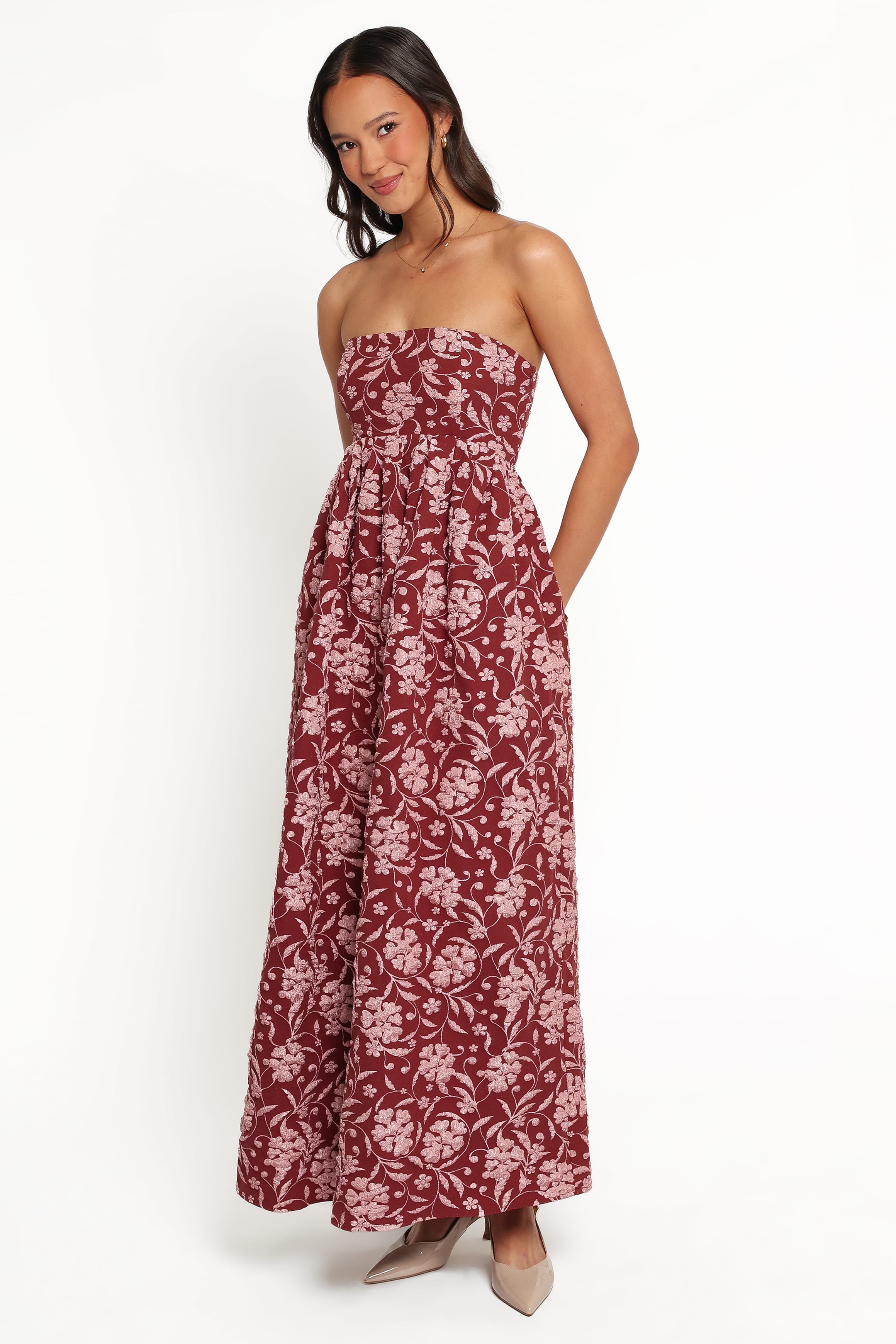 Orabella Maxi Dress - Red Floral