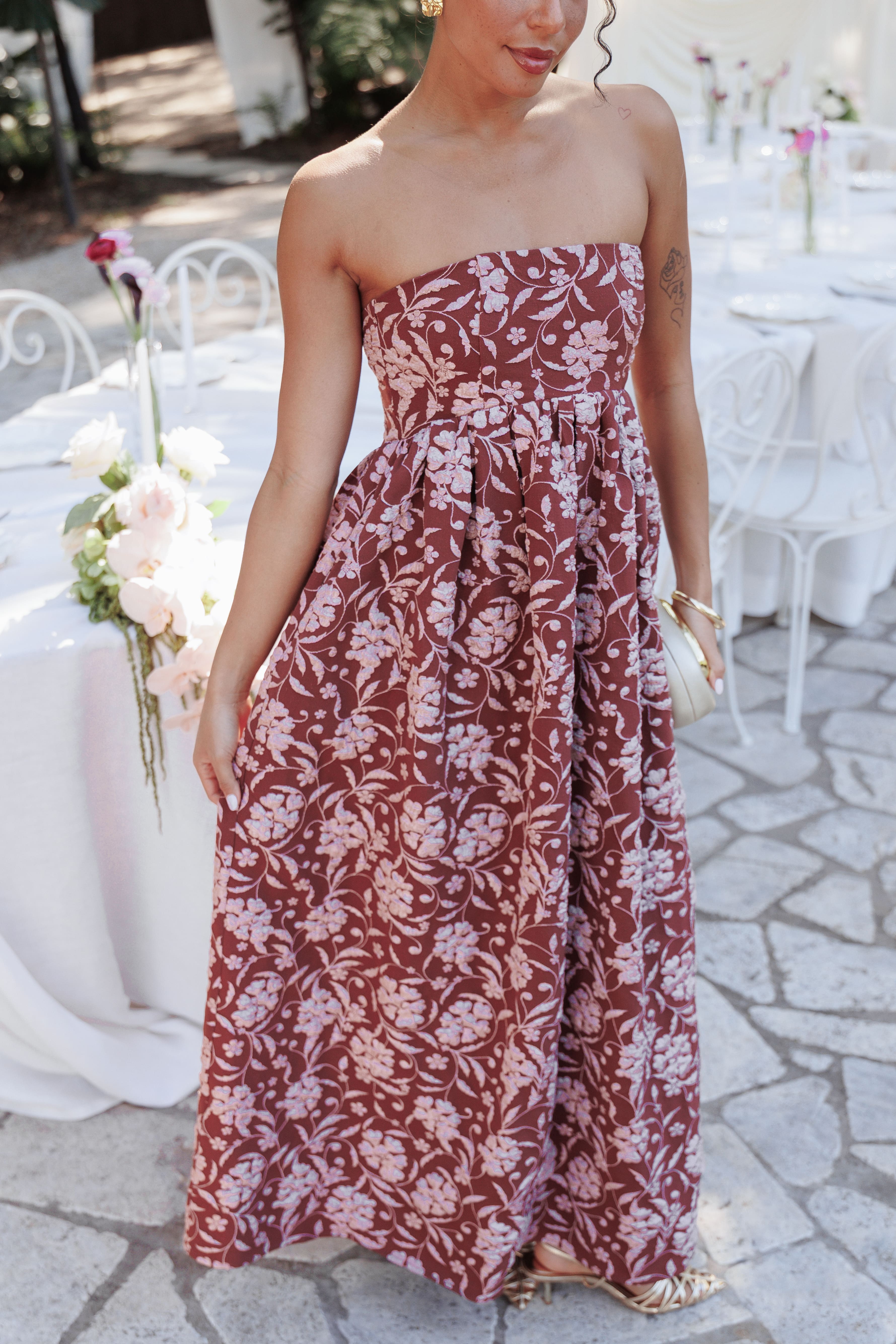 Orabella Maxi Dress - Red Floral