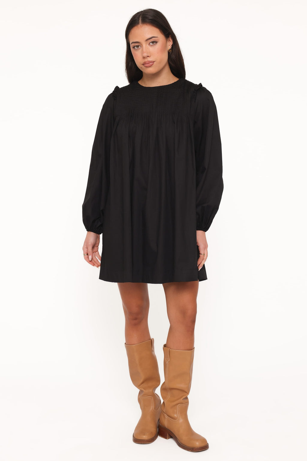Wyatt Long Sleeve Mini Dress - Black