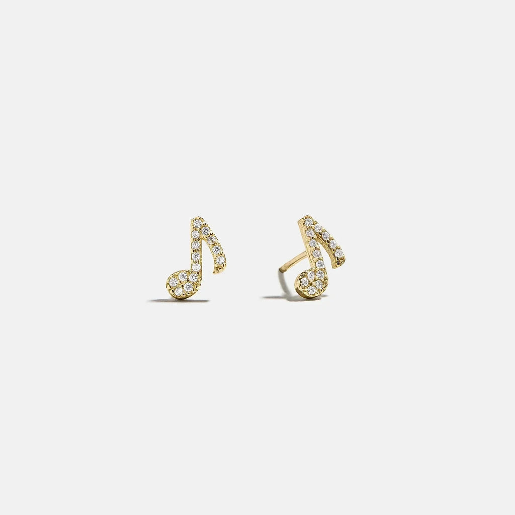14K Gold Just For Fun Earrings - Music Note