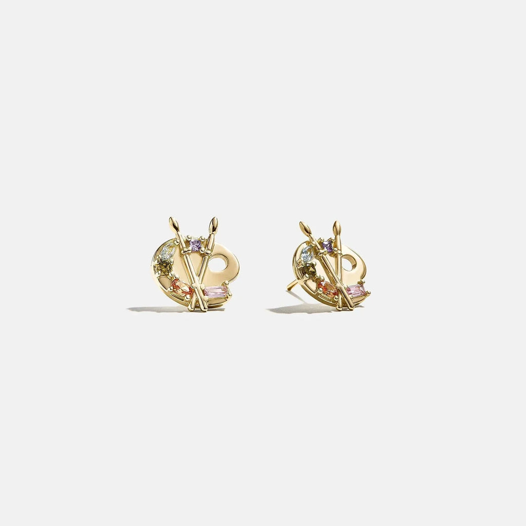 14K Gold Just For Fun Earrings - Painting Palette
