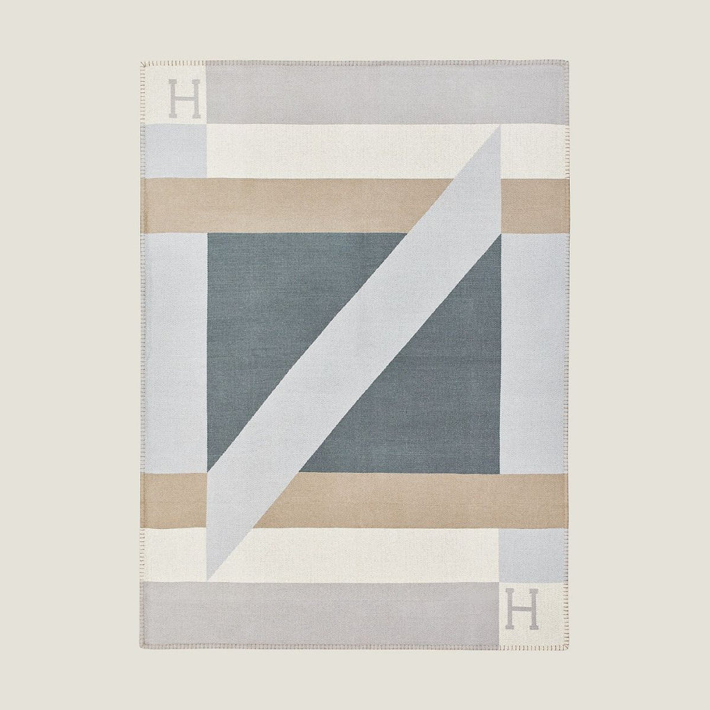 HM Drapeau Blanket Acier and Perle Wool Cashmere
