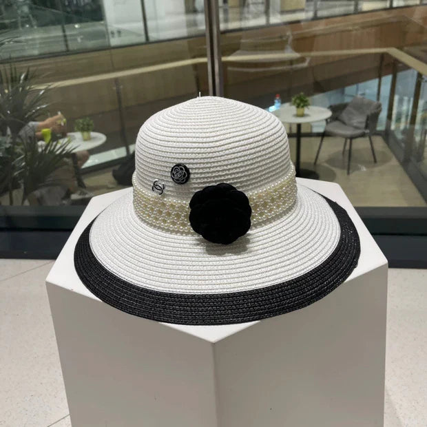 Chanel Camellia Woven Straw Hat 213420