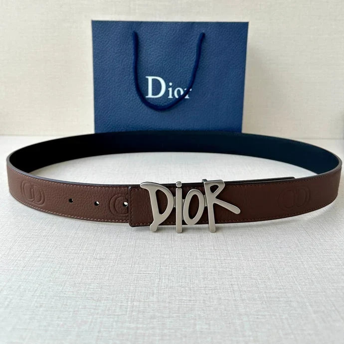 Dior 2026 Shawn Stussy Reversible Belt 35mm Calfskin