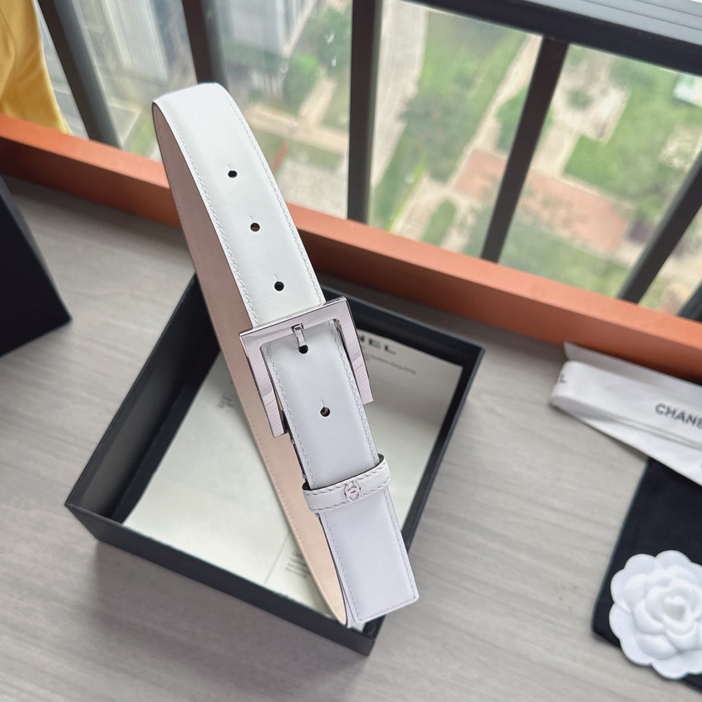 CC Belt 3cm White Sliver Cowhide 20280