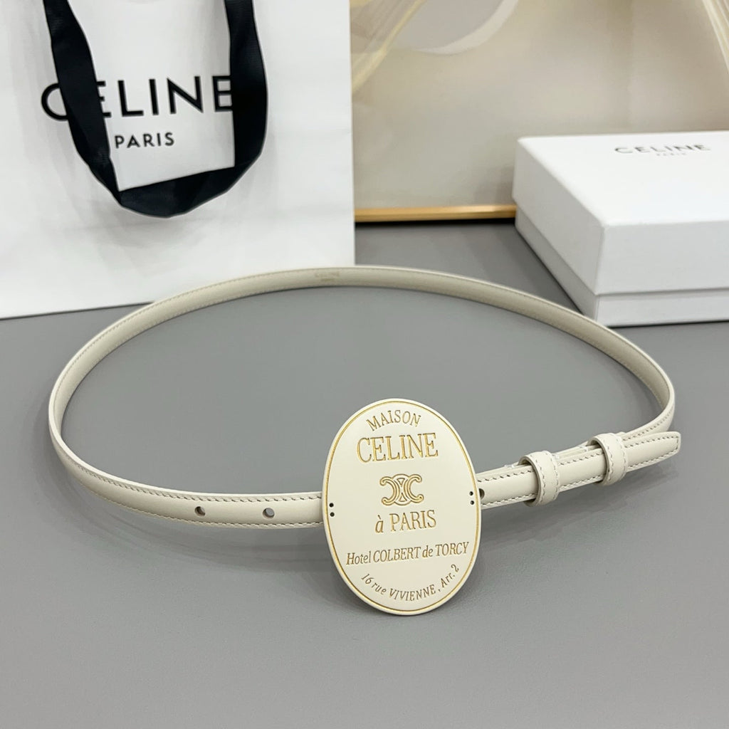 CL Triomphe Oval Buckle Belt 1.3cm Cowhide 211363