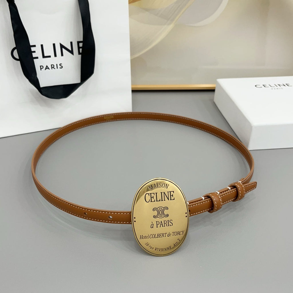 CL Triomphe Oval Buckle Belt 1.3cm Cowhide 211363