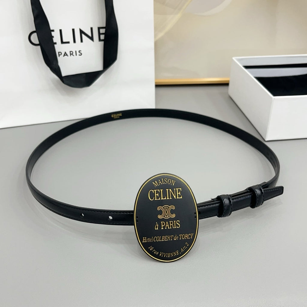 CL Triomphe Oval Buckle Belt 1.3cm Cowhide 211363