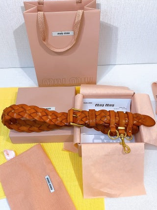 Miu 26s Brown Woven Belt 211533