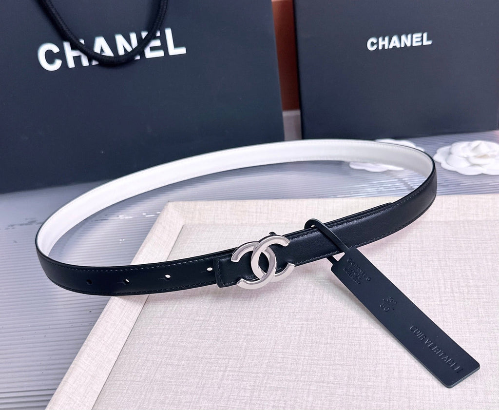 CC 26s 2cm Belt Black White Gold Calfskin