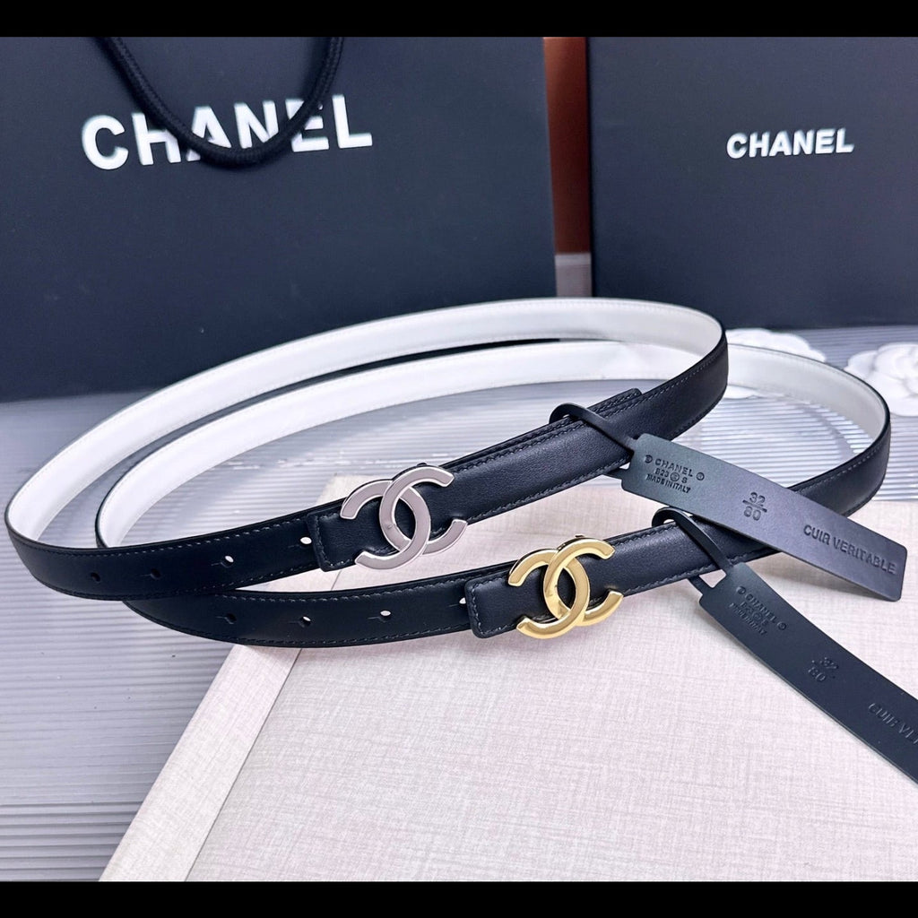 CC 26s 2cm Belt Black White Gold Calfskin