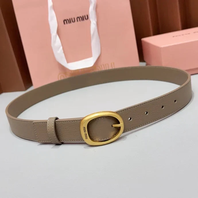 Miumiu2026 Oval Buckle Belt 30mm Leather