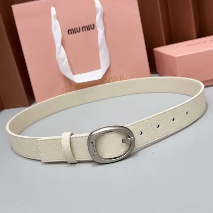 Miumiu2026 Oval Buckle Belt 30mm Leather