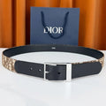 Dior 2026 Oblique Jacquard Reversible Strap Belt 35mm Canvas Leather