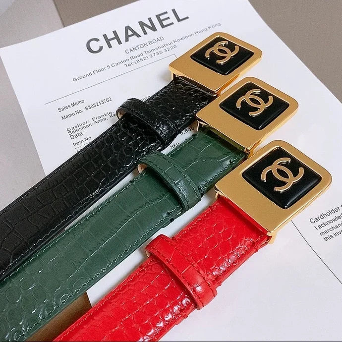 Chanel 2026 Crocodile-Embossed Belt 30mm Calfskin