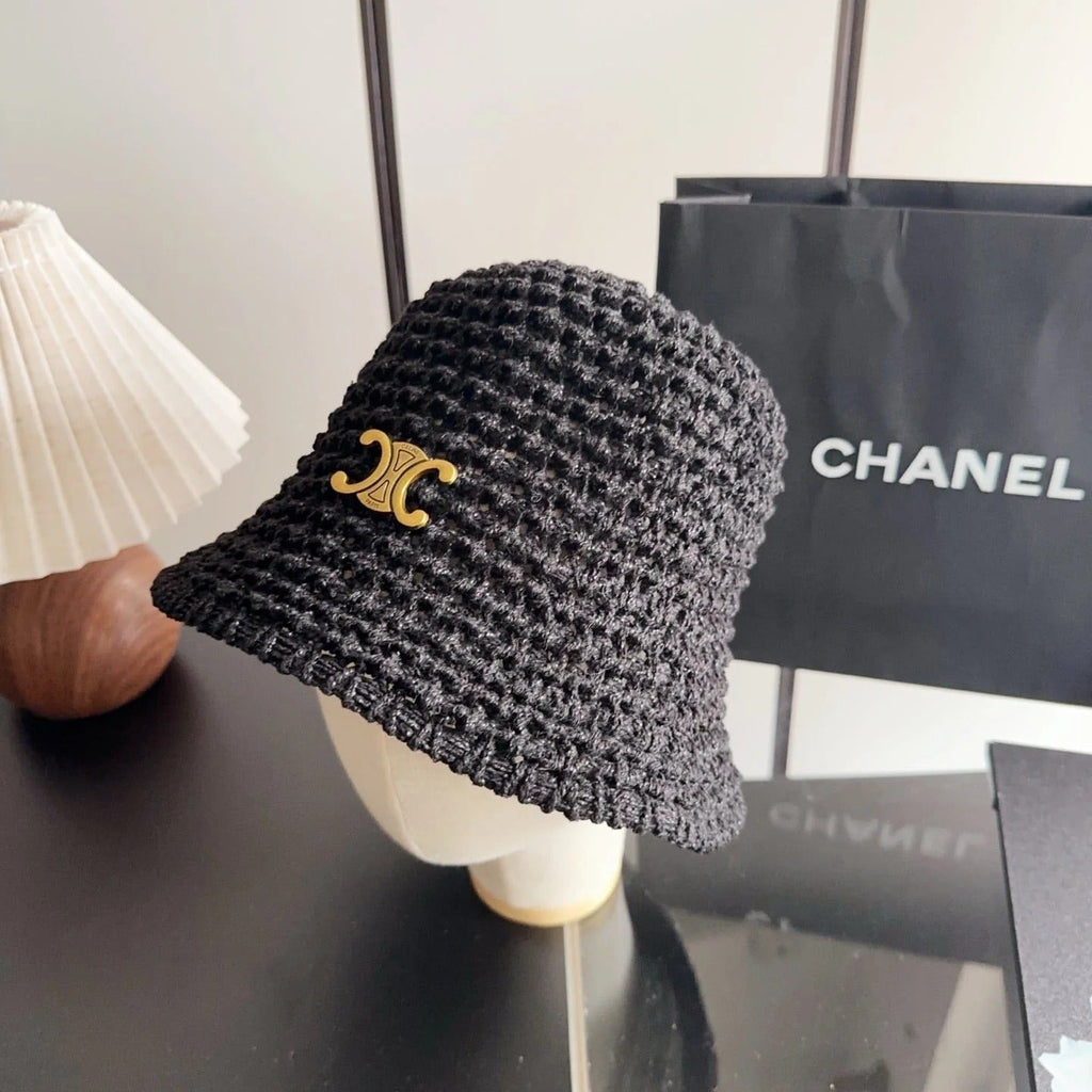 Celine Wool Bucket Hat With Gold Logo 229042