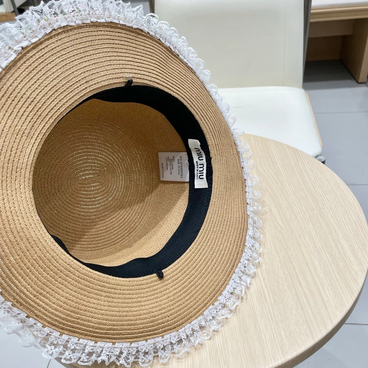 Miumiu Braided Straw-trimmed Bowl Hat 219091
