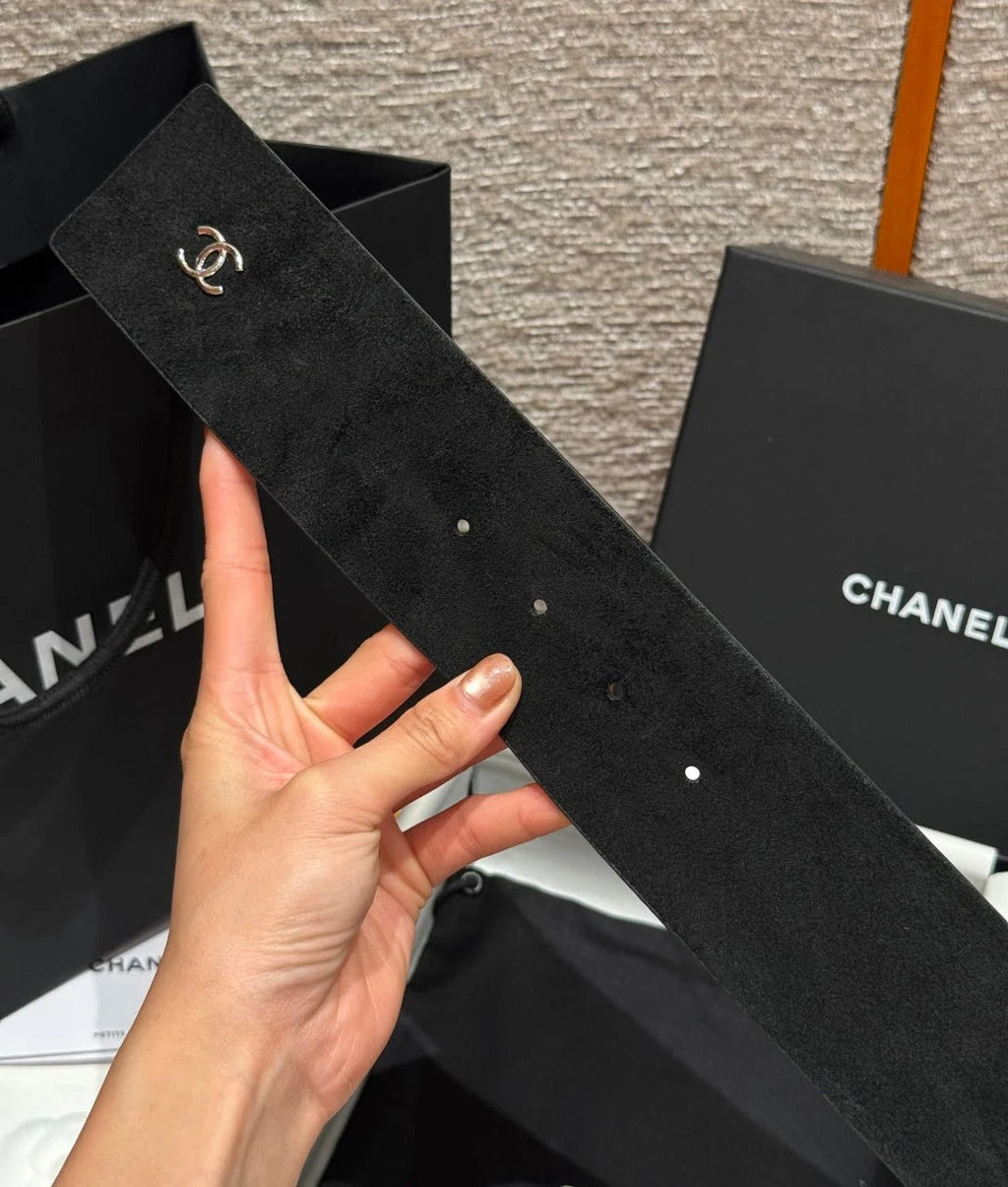 Chanel 2026 Wide Chain Buckle Belt 60mm Suede 207183
