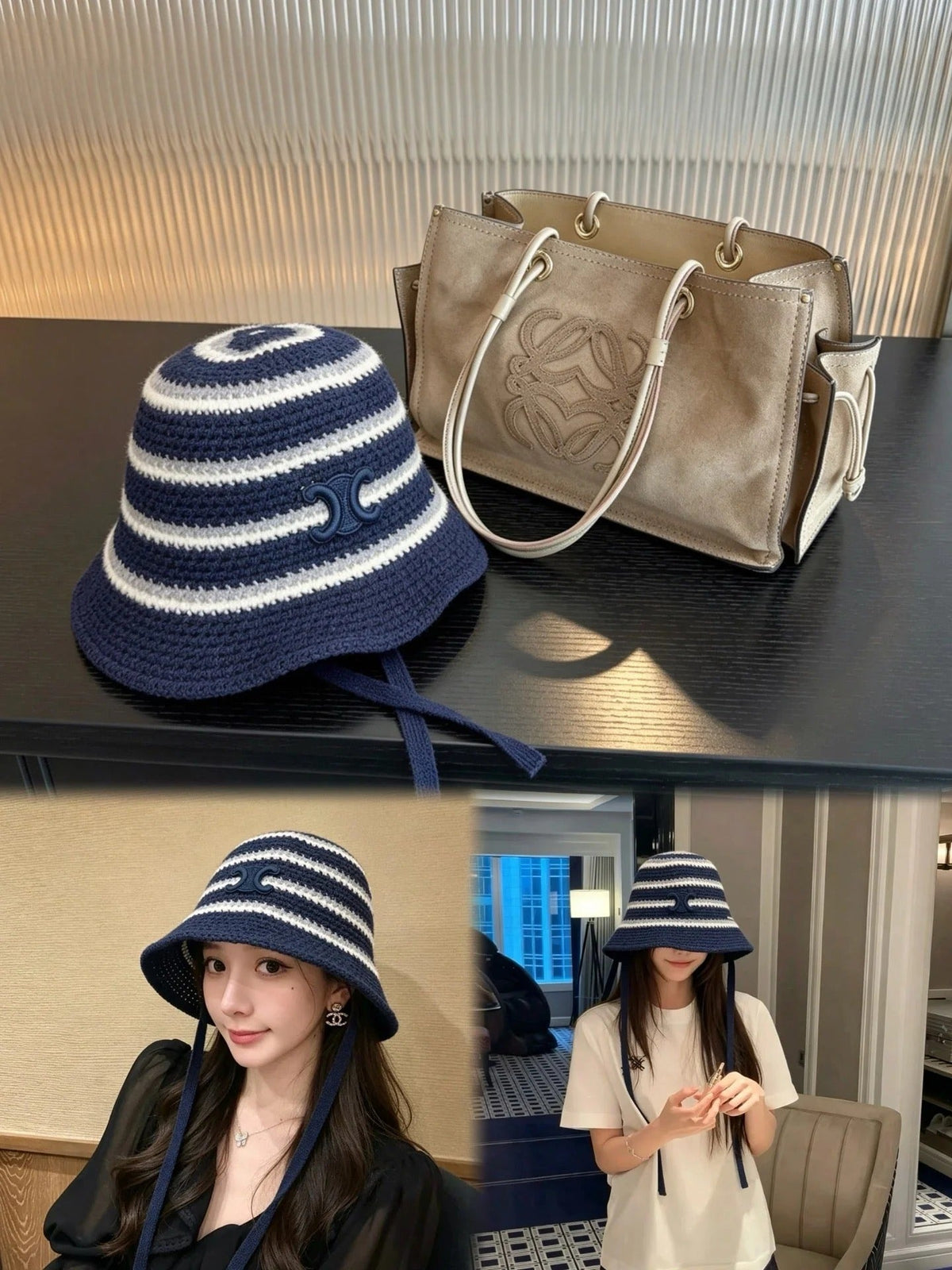 Celine Bucket Triomphe Knitted Hat 212771