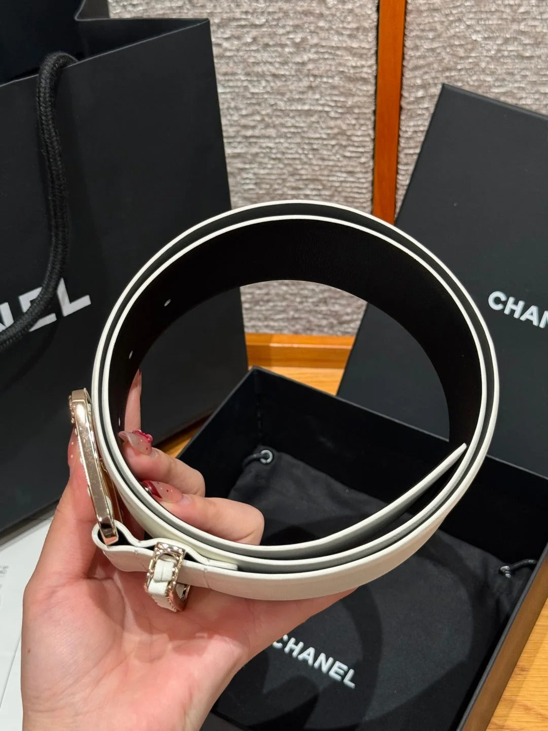 Chanel 2026 Wide Square Buckle Belt 55mm 207215
