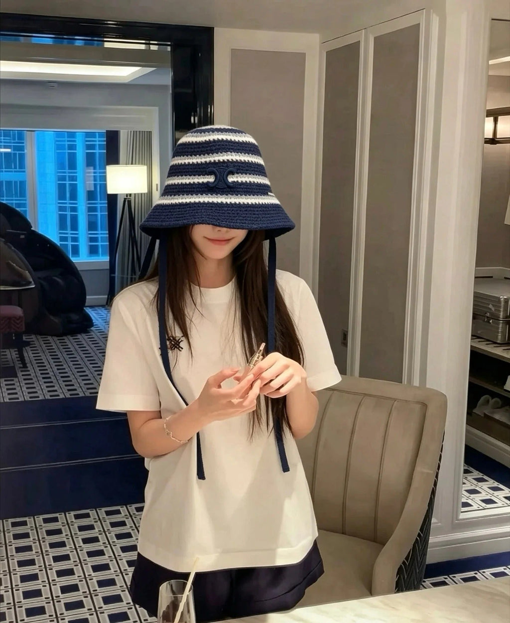 Celine Bucket Triomphe Knitted Hat 212771