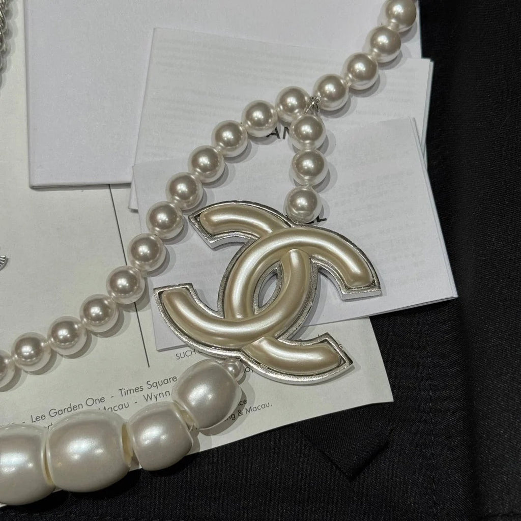 Chanel 2026 Pearl Double-Layer CC Pendant Necklace Belt