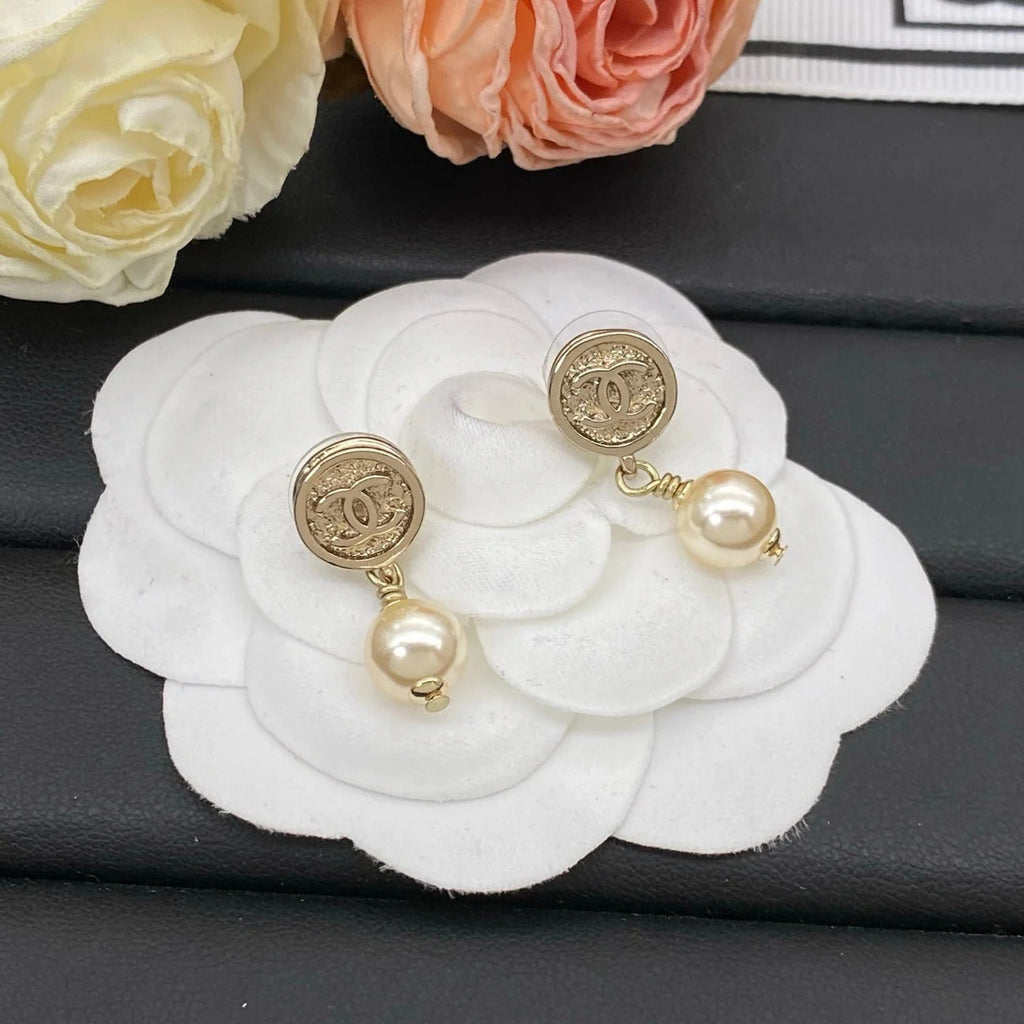 Chanel CC Pearl Earrings