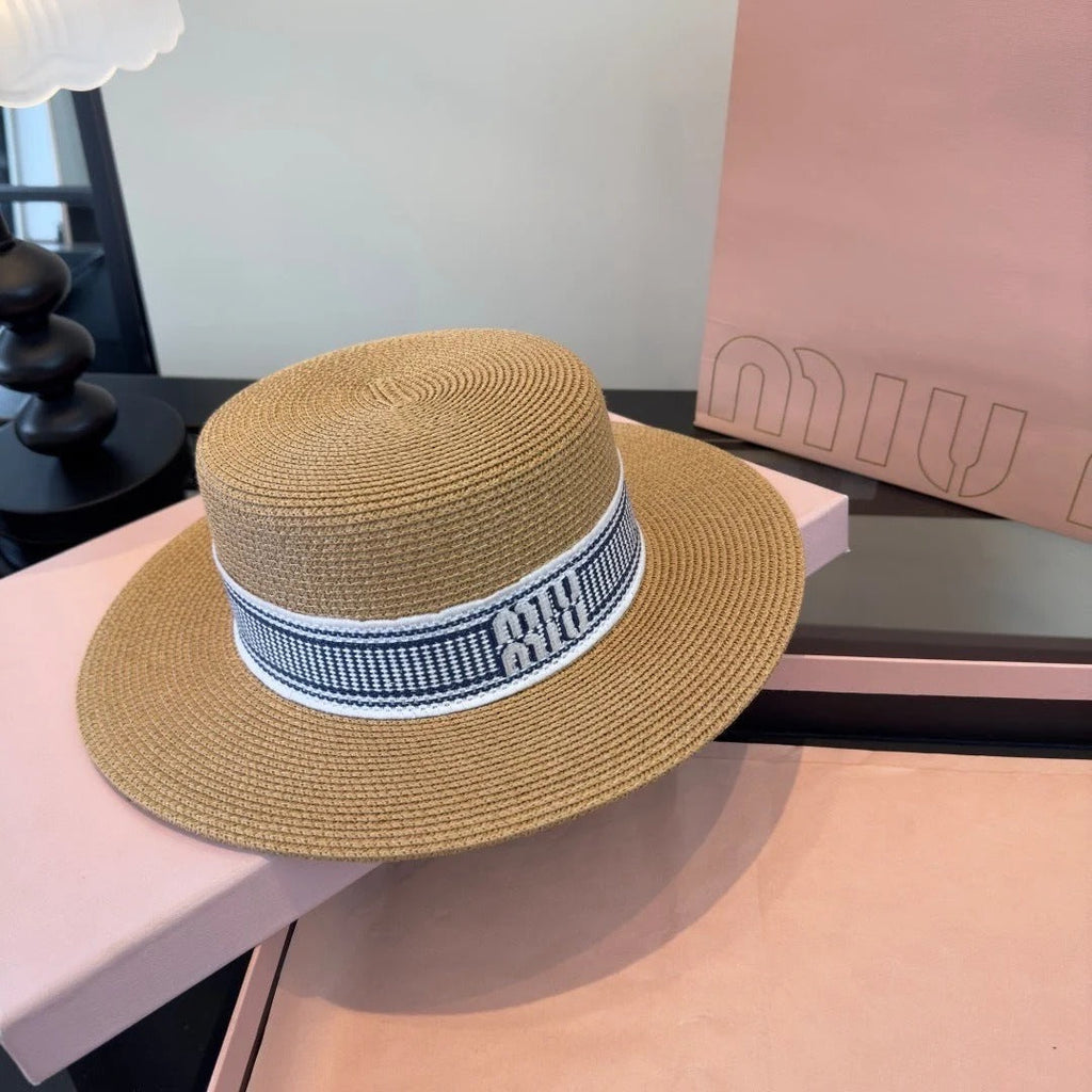 Miumiu Flat-top Straw Hat 379483